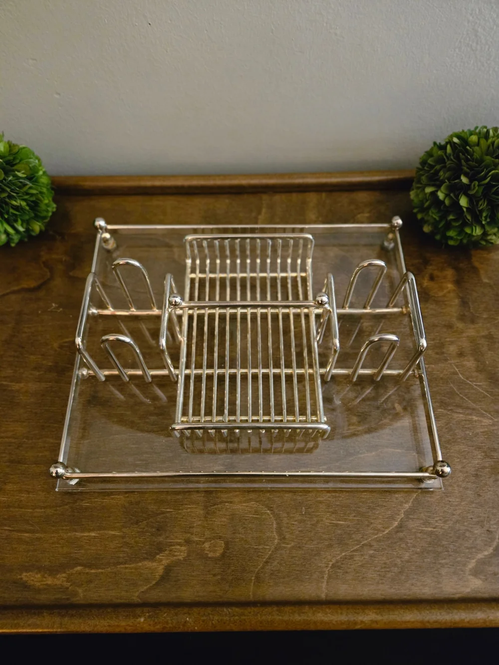 Vintage Oneida Silver-Plated & Lucite Buffet Caddy